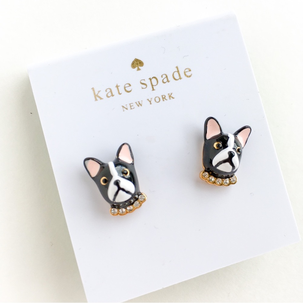Kate Spade French bulldog earrings adorable cute pup animal puppy